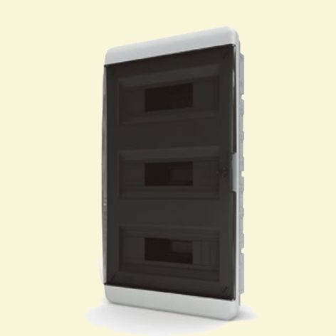 Щит пластиковый ЩРВп-36 IP40 (3 ряда) "BOX" (прозрачная черная дверца)