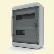 Щит пластиковый ЩРНп-24 (2 ряда) IP65 "BOX" (прозрачная черная дверца)