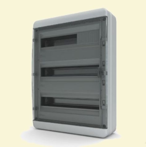 Щит пластиковый ЩРНп-54 (3 ряда) IP65 "BOX" (прозрачная черная дверца)