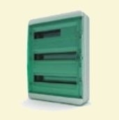 Щит пластиковый ЩРНп-54 (3 ряда) IP65 "BOX" (прозрачная зеленая дверца)